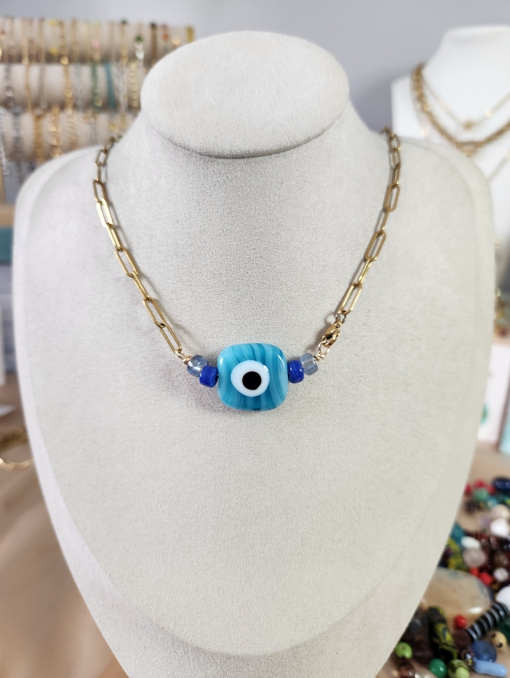 Handmade Evil Eye Agate Necklace